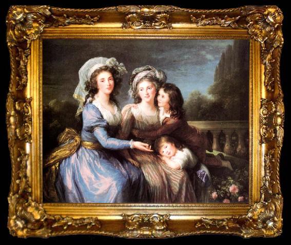 framed  Charles Lebrun Marquise de Roug with Her Sons Alexis and Adrien, ta009-2
